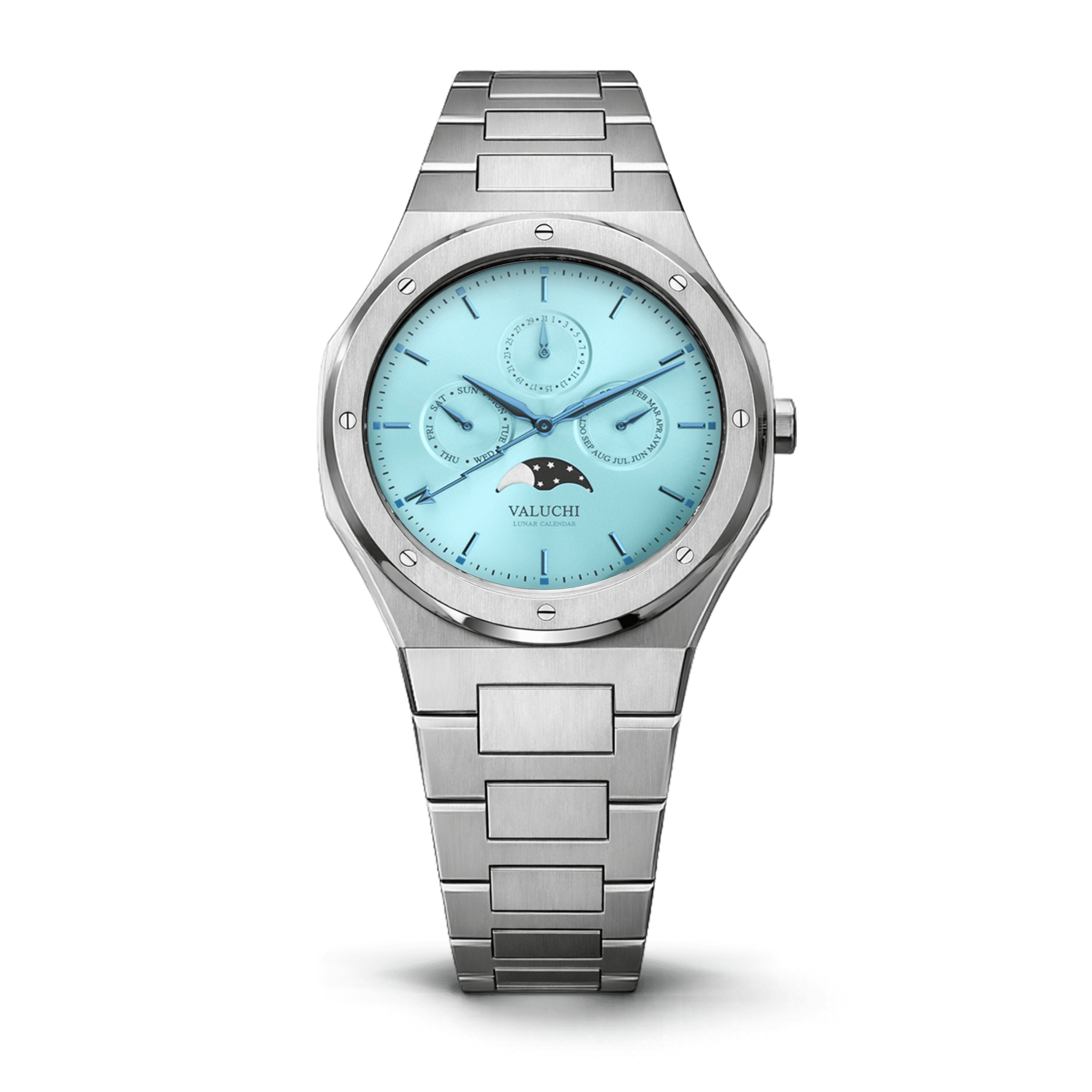 Stylish 40mm Ice Dial Moonphase Watch - Lunar Calendar – Valuchi
