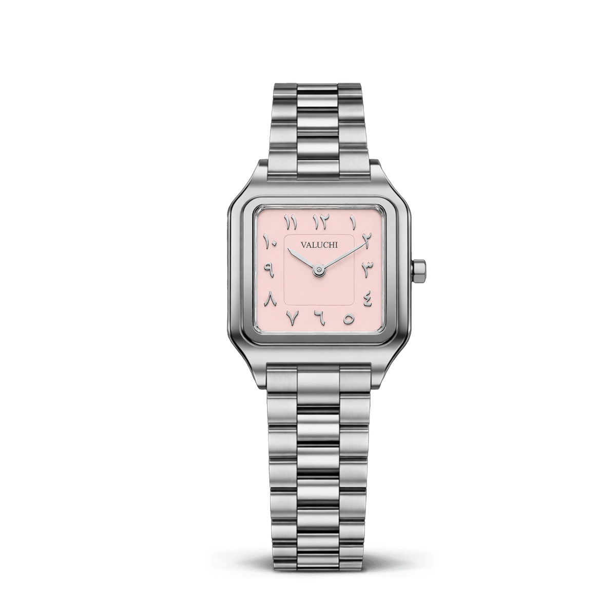 Valuchi Quadris 21mm pink square women’s watch with Arabic numerals