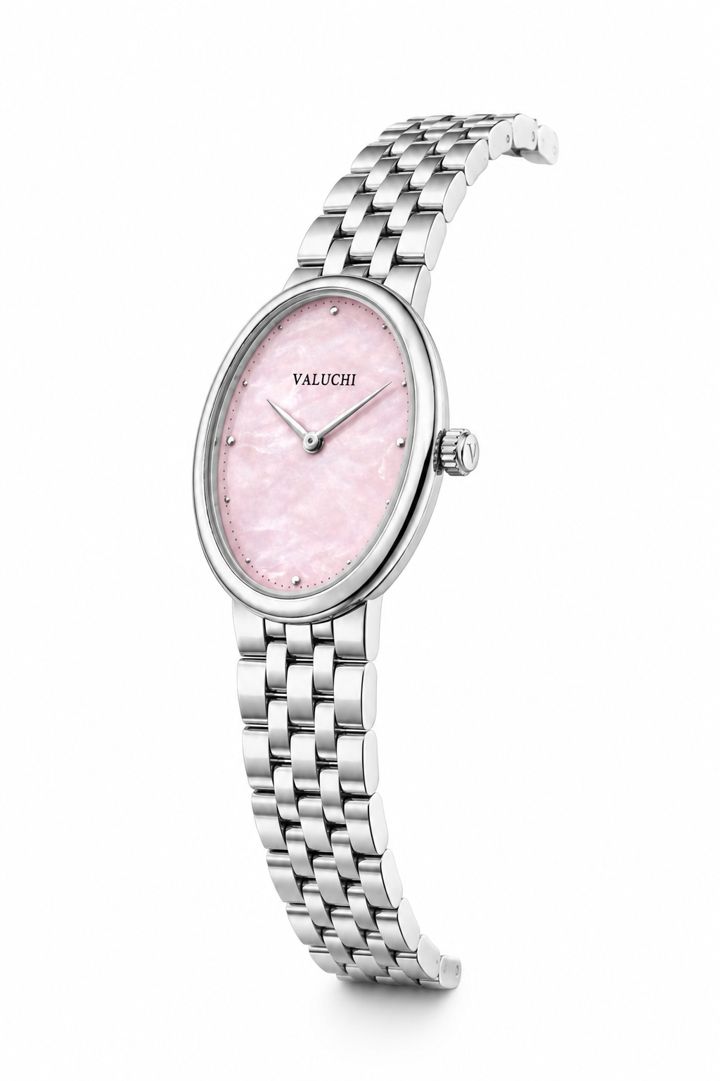 Side view of the Valuchi Oval Pink women’s watch