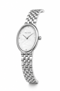 Side view of the Valuchi Oval White women’s watch