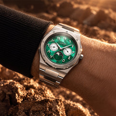 Saudi limited edition men's watch with Arabic numerals and green mosaic dial by Valuchi