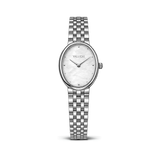 Small silver oval watch for women