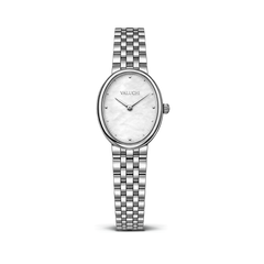 Small silver oval watch for women