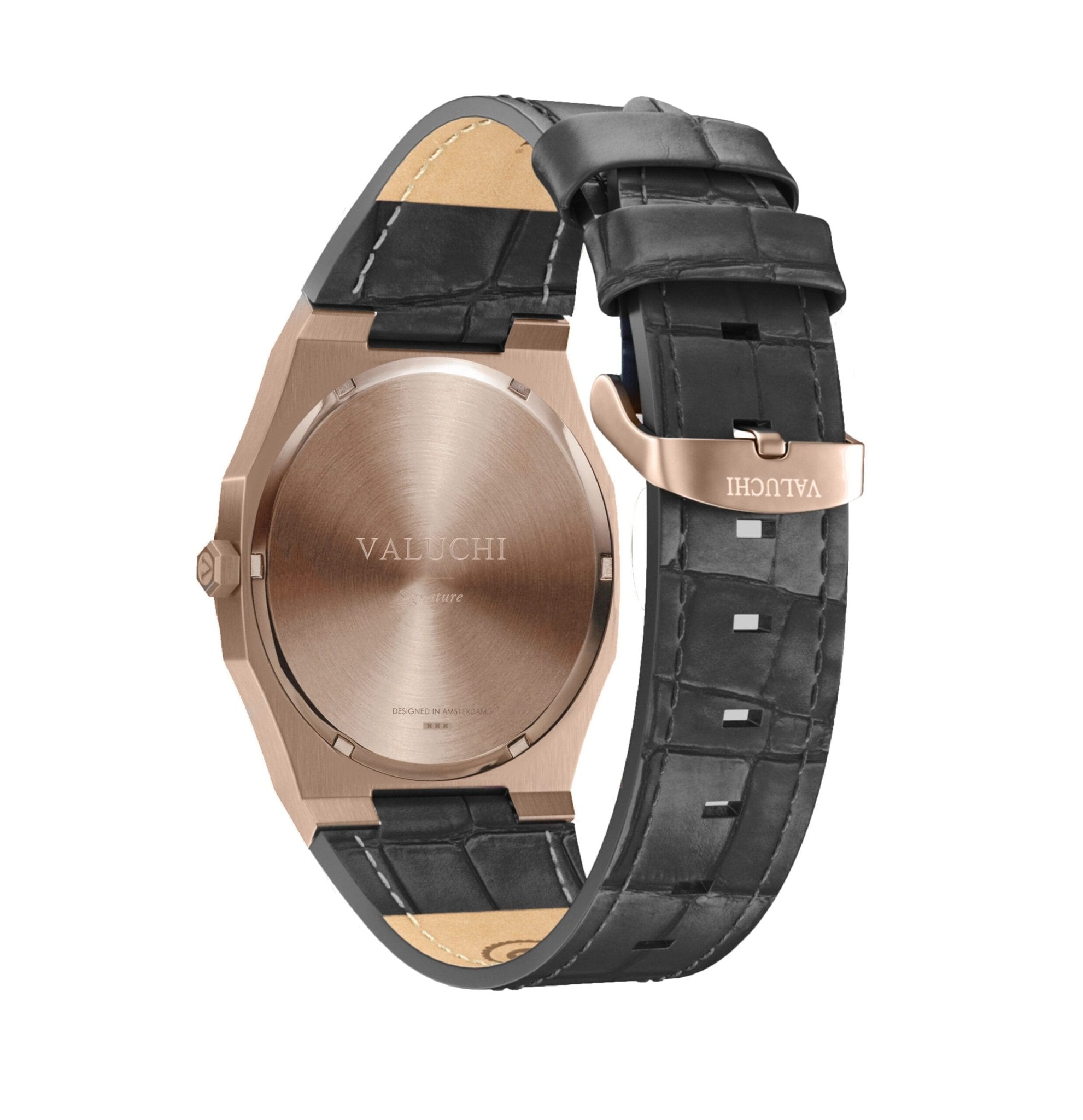 Signature 40mm Rose Gold Leather Watch – Valuchi