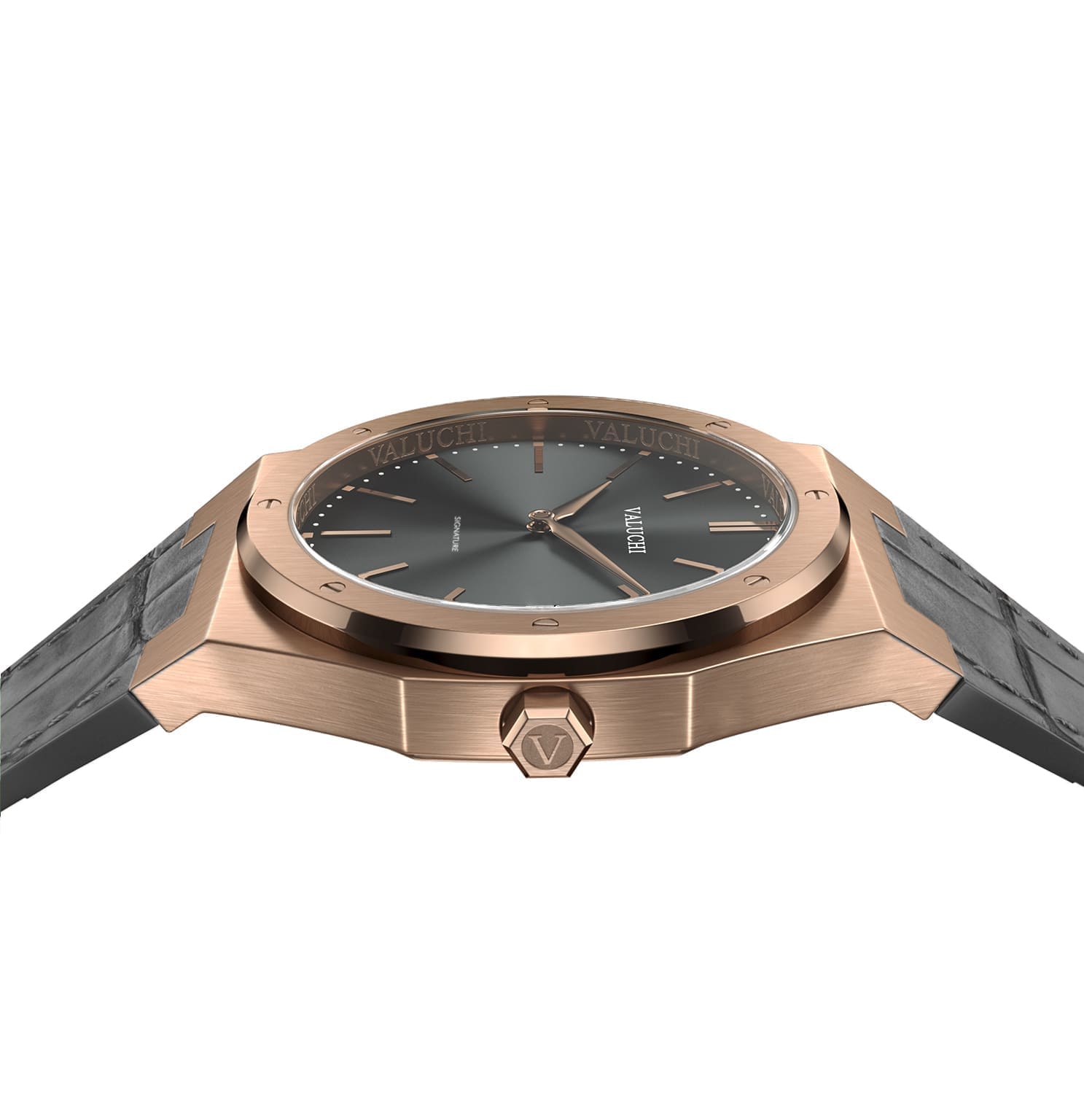 Signature 40mm Rose Gold Leather Watch – Valuchi