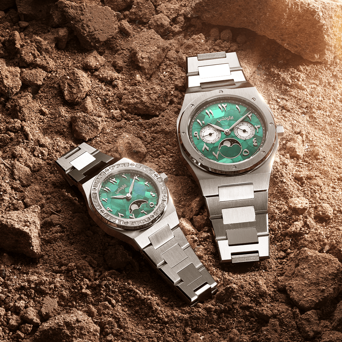 KSA Mosaic men’s and women’s limited-edition watches displayed together