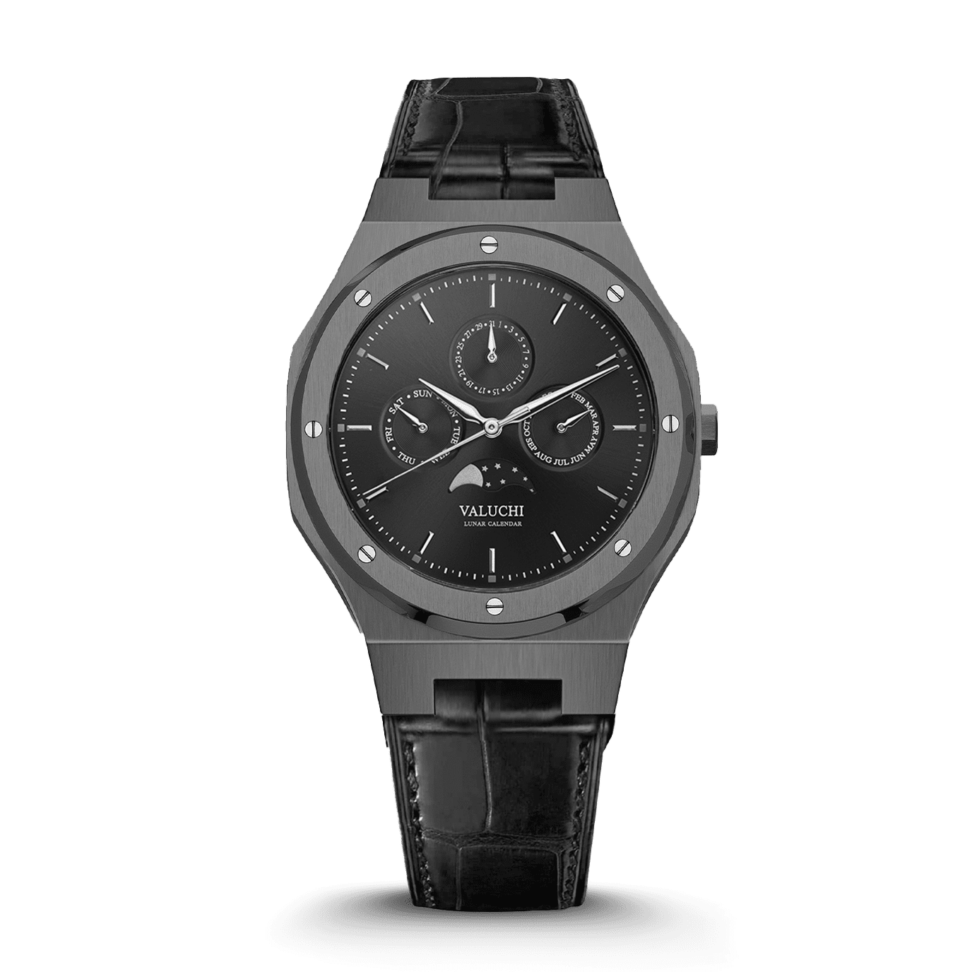 Men s Gunmetal Black Automatic Watch Valuchi Watches