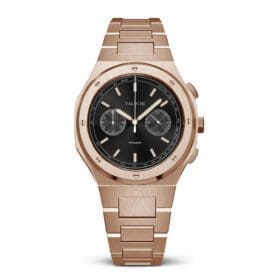 Stunning rose gold chronograph watch with a sophisticated black dial